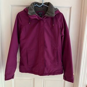 NWOT Lands End fleece lined jacket.  Size Small . Fushia with gray lining.